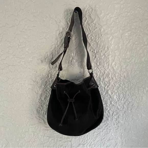 Tod’s Genuine Leather & Animal Hair Drawstring Shoulder Bag Brown - Picture 2 of 16